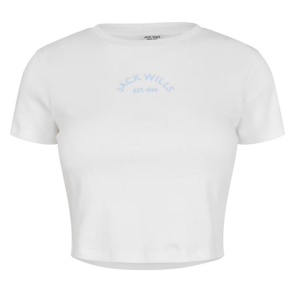 Jack Wills Womens/Ladies 1 Cotton Crop T-Shirt / White